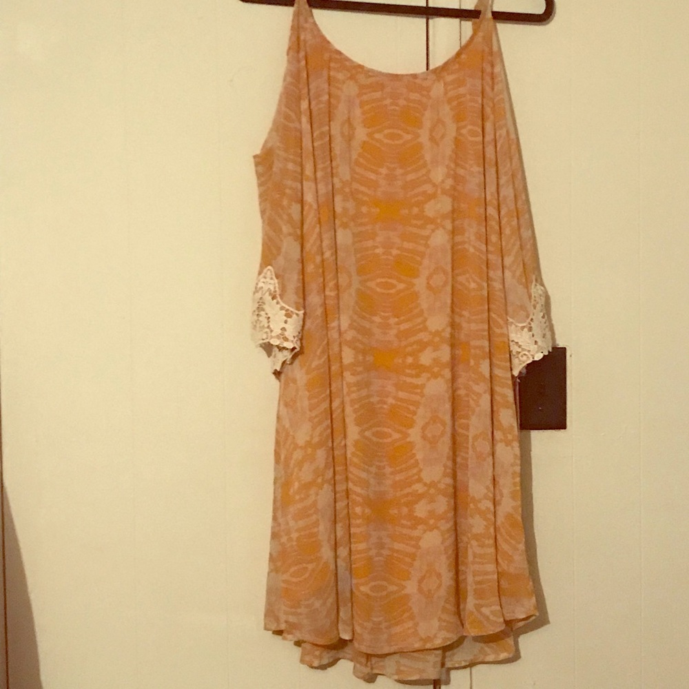 Yellow Boho Off the shoulder dress NWT